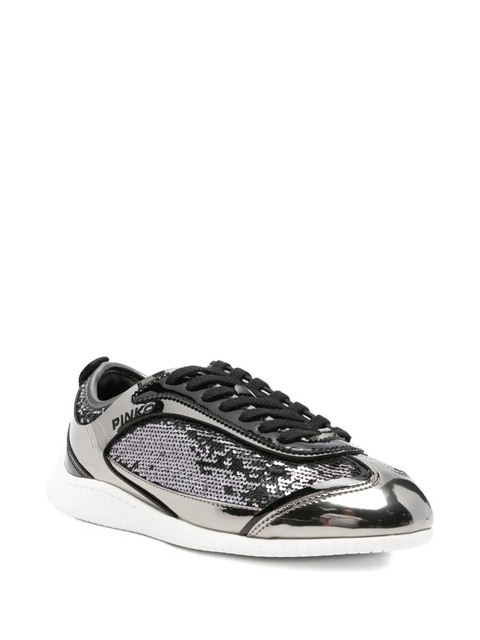 PINKO leather lace-up sneakers - Silver - zdjęcie produktu nr 2