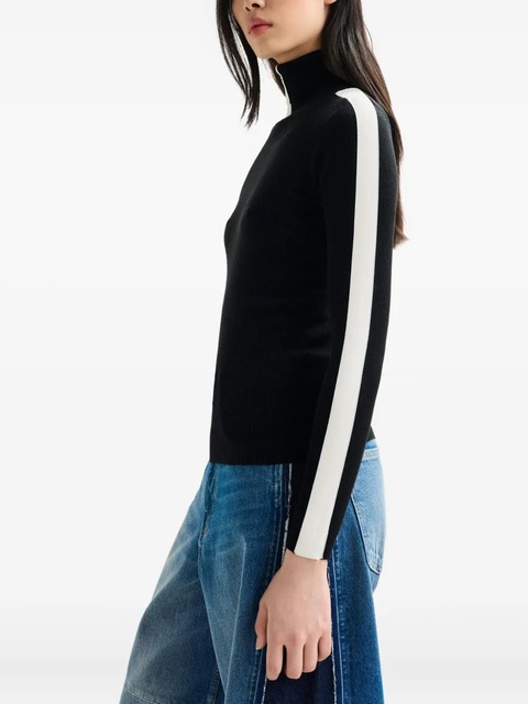 Essentiel Antwerp stripe-detail turtleneck sweater - Black - zdjęcie produktu nr 2