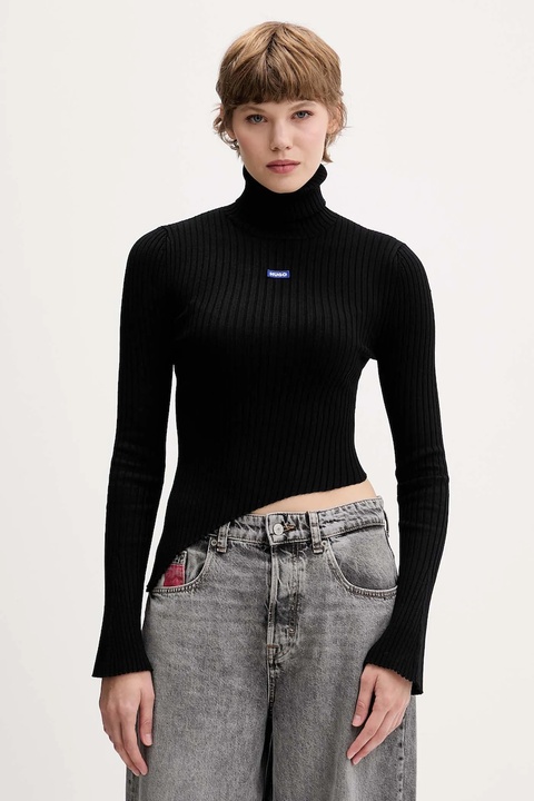 Hugo Blue sweter damski kolor czarny lekki z golfem 50548163 - zdjęcie produktu nr 1