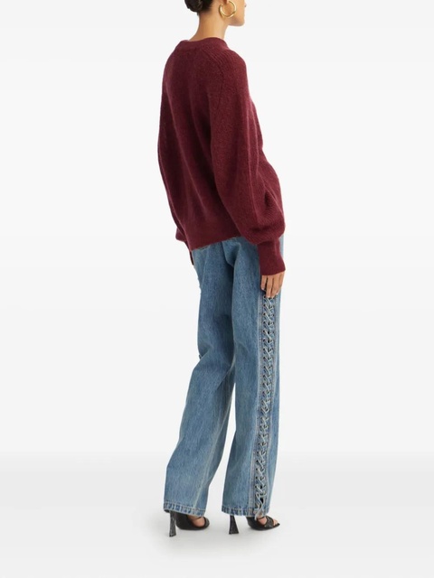ROTATE BIRGER CHRISTENSEN logo-patch balloon-sleeve knitwear - Red - zdjęcie produktu nr 2