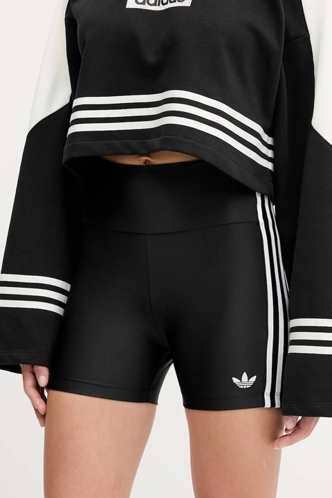 adidas Originals szorty 3-Stripes damskie kolor czarny z aplikacją high waist JX5235 - zdjęcie produktu nr 1