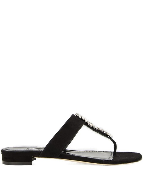 Manolo Blahnik crystal-embellished flat sandals - Black - zdjęcie produktu nr 1