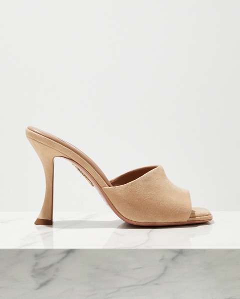 AQUAZZURA - Zamszowe klapki na szpilce Violette - zdjęcie produktu nr 2