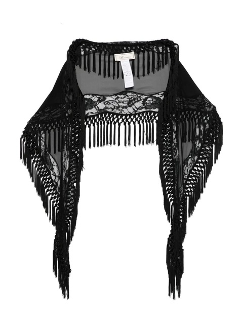 Blumarine lace-trimmed fringe scarf - Black - zdjęcie produktu nr 1