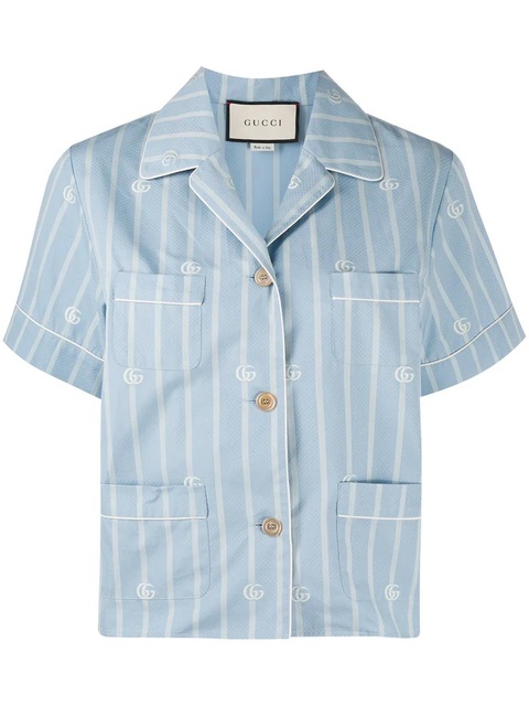 Gucci striped short-sleeve shirt - Blue - zdjęcie produktu nr 1