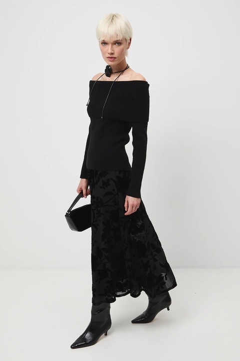 Medicine spódnica kolor czarny maxi rozkloszowana - zdjęcie produktu nr 2