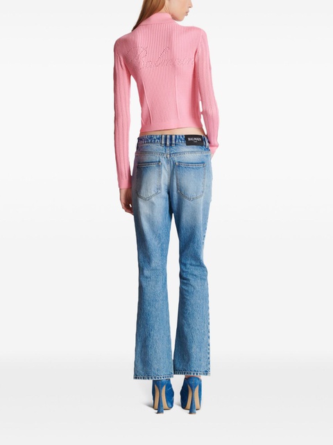 Balmain logo-embroidered knit cardigan - Pink - zdjęcie produktu nr 2