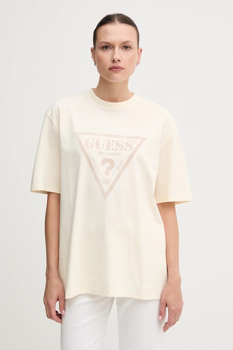 Guess Originals t-shirt bawełniany damski kolor beżowy M5GI10 K8FQ4 - zdjęcie produktu nr 1