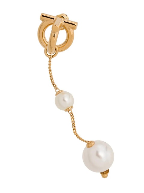 Ferragamo Gancini pearl-embellished drop earrings - Gold - zdjęcie produktu nr 2