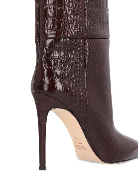 Paris Texas 85mm crocodile-embossed knee-high boots - Brown - zdjęcie produktu nr 2
