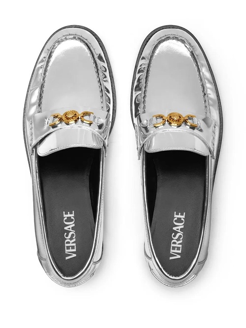 Versace Medusa metallic leather loafers - Silver - zdjęcie produktu nr 1