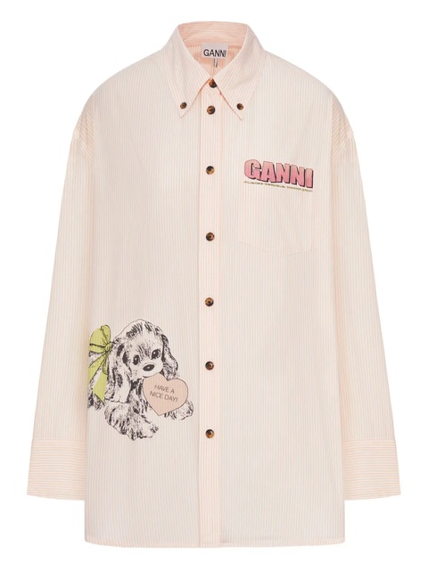GANNI stripe dog-print shirt - Neutrals - zdjęcie produktu nr 1