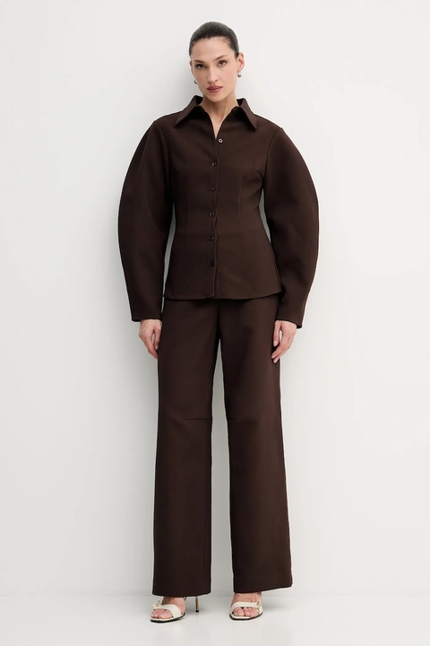 Rotate koszula damska kolor brązowy regular z kołnierzykiem klasycznym 1149342910 - zdjęcie produktu nr 2