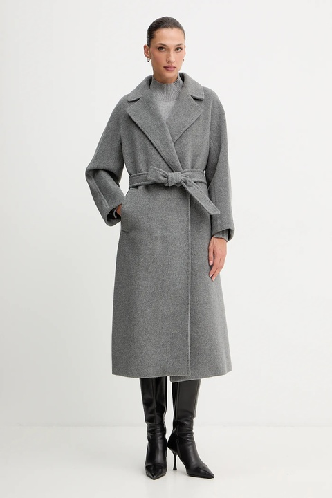 Weekend Max Mara płaszcz z dodatkiem wełny TEMPERA kolor szary 2525016082600 - zdjęcie produktu nr 1