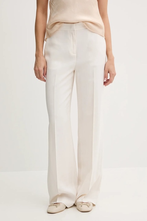 Sisley spodnie damskie kolor beżowy proste high waist 470YLF02I - zdjęcie produktu nr 1