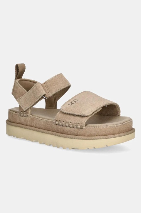 UGG sandały zamszowe Goldenstar damskie kolor beżowy na platformie 1136783-SAN - zdjęcie produktu nr 1