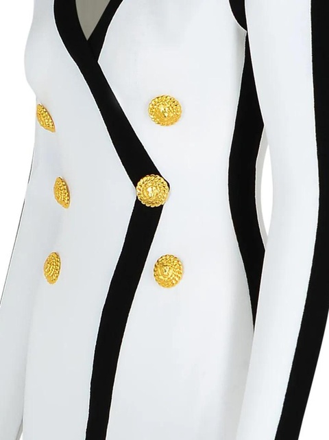 Balmain V-neck contrast-trim mini dress - White - zdjęcie produktu nr 2
