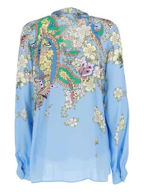 ETRO floral-paisley-pattern tie-neck top - Blue - zdjęcie produktu nr 2