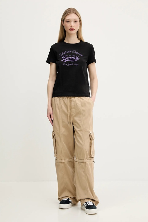 Guess Originals spodnie bawełniane damskie kolor zielony szerokie high waist W5GA2I WGCVA - zdjęcie produktu nr 2
