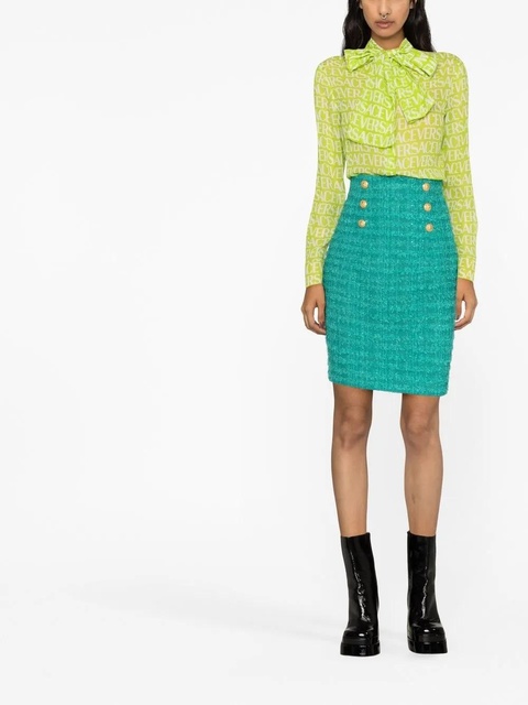 Versace pussy-bow logo-print blouse - Green - zdjęcie produktu nr 2