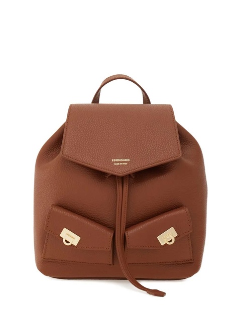 Ferragamo geometric-flap drawstring backpack - Brown - zdjęcie produktu nr 1