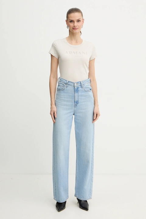 Armani Exchange t-shirt bawełniany damski kolor beżowy XW001351 AF17172 - zdjęcie produktu nr 2