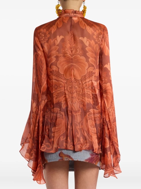 ETRO pleated floral-print shirt - Red - zdjęcie produktu nr 2