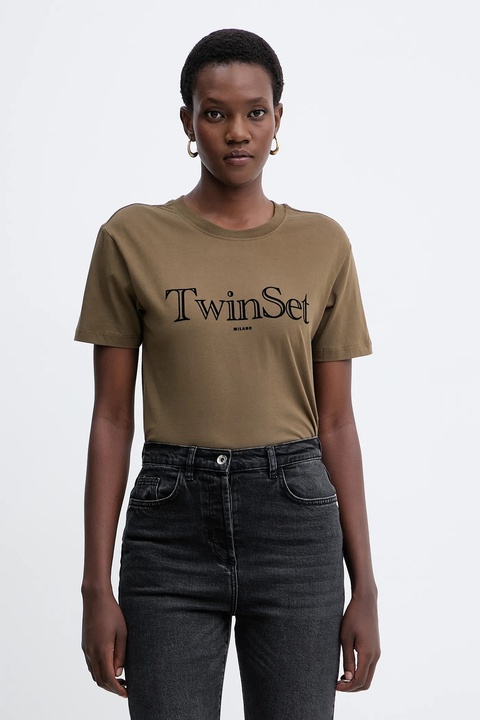 Twinset t-shirt bawełniany damski kolor zielony 252TT2320 - zdjęcie produktu nr 1