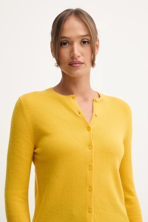 United Colors of Benetton kardigan wełniany kolor żółty lekki - zdjęcie produktu nr 2