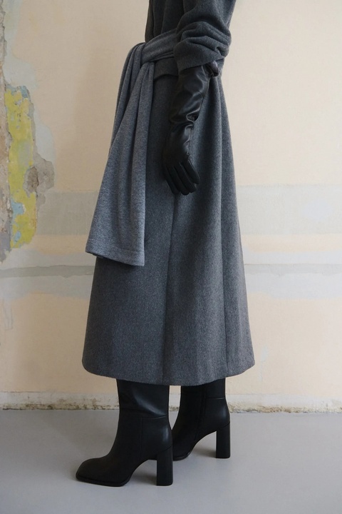 Answear.LAB kozaki skórzane kolor czarny na słupku - zdjęcie produktu nr 1