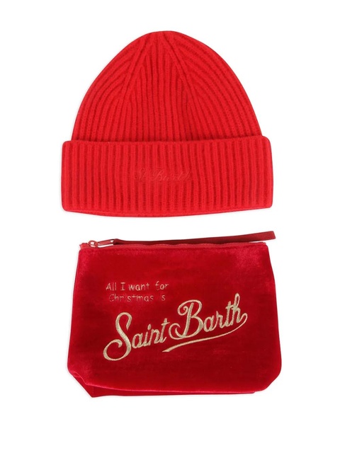 MC2 Saint Barth ribbed velvet beanie pouch (set of two) - Red - zdjęcie produktu nr 1