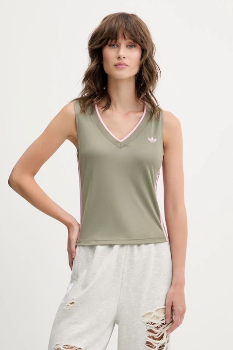 adidas Originals top V-Neck kolor zielony KD2281 - zdjęcie produktu nr 2