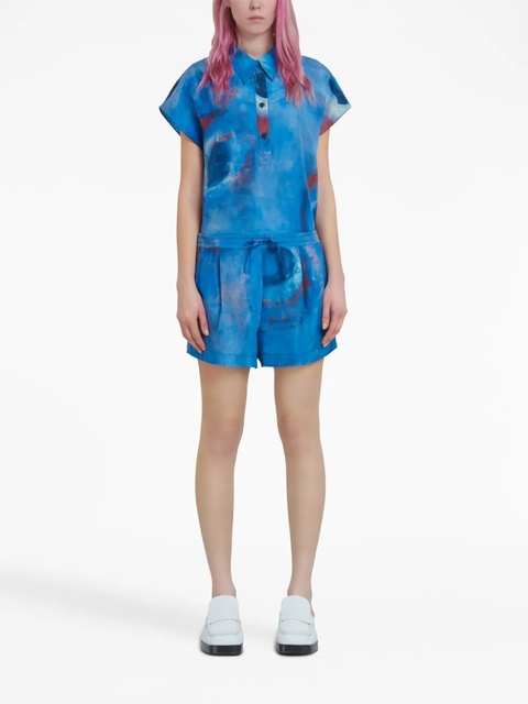 Marni drawstring-waist silk shorts - Blue - zdjęcie produktu nr 1