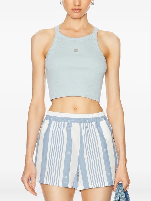 Givenchy logo-plaque ribbed tank top - Blue - zdjęcie produktu nr 1