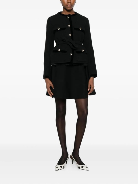 Maje velvet-trim belted jacket - Black - zdjęcie produktu nr 2