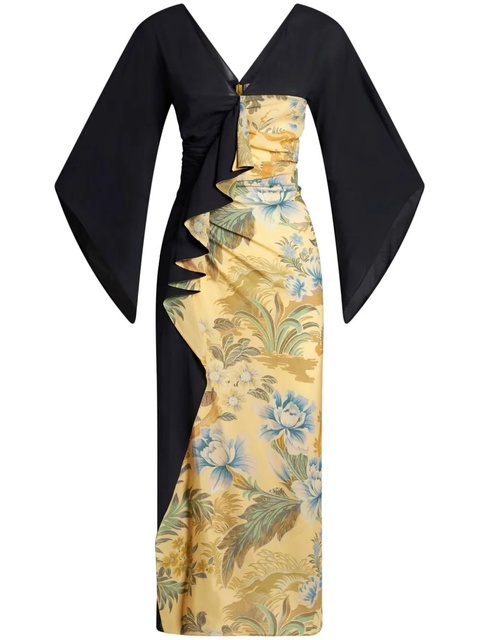 ETRO floral-print ruffle-detail dress - Black - zdjęcie produktu nr 1