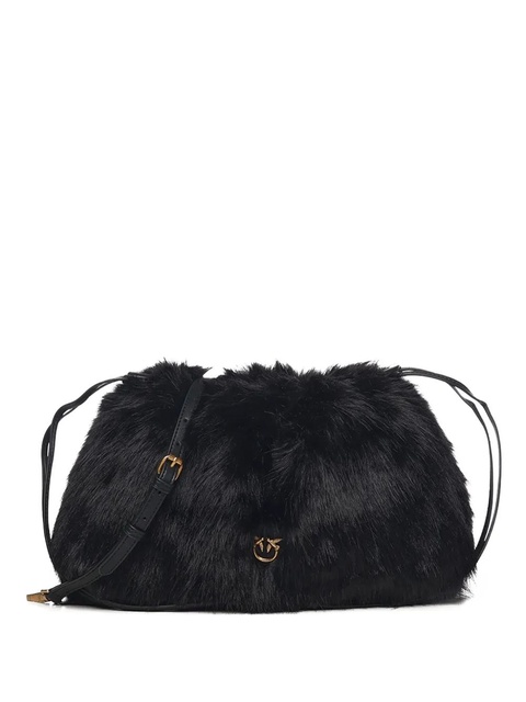 PINKO faux-fur logo-plaque clutch bag - Black - zdjęcie produktu nr 1