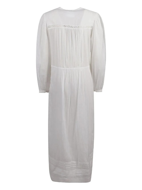 MARANT ÉTOILE pleated lace-inserts day dress - White - zdjęcie produktu nr 2