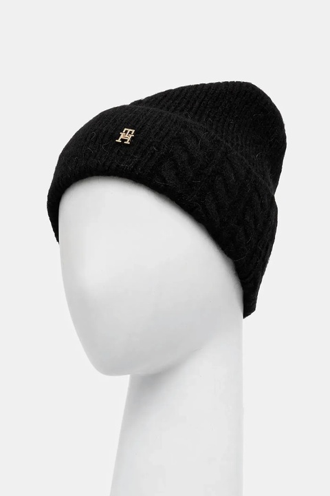 Tommy Hilfiger czapka z dodatkiem wełny kolor czarny AW0AW17784 - zdjęcie produktu nr 2