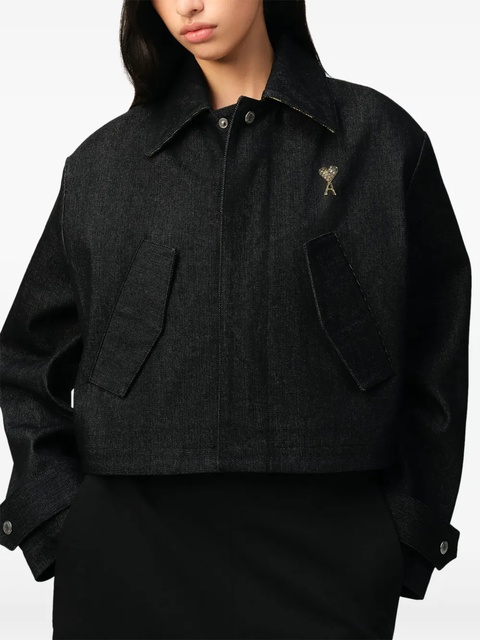 AMI Paris cropped denim jacket - Black - zdjęcie produktu nr 2