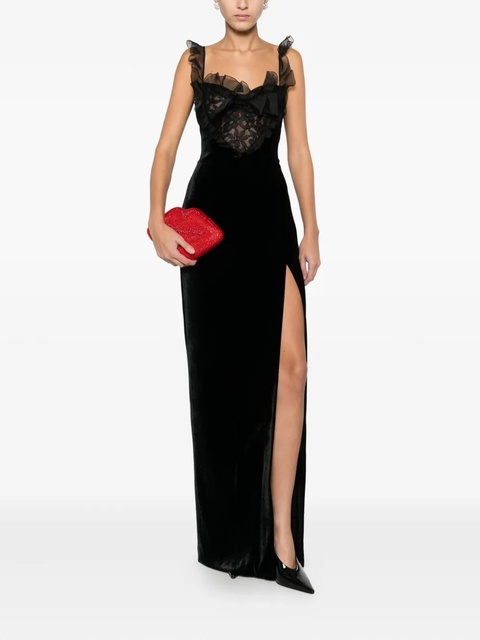 Alessandra Rich lace-detail velvet dress - Black - zdjęcie produktu nr 2