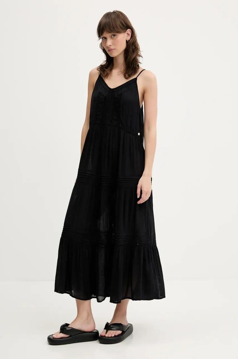 Superdry sukienka kolor czarny midi rozkloszowana W8011908A-02A - zdjęcie produktu nr 2