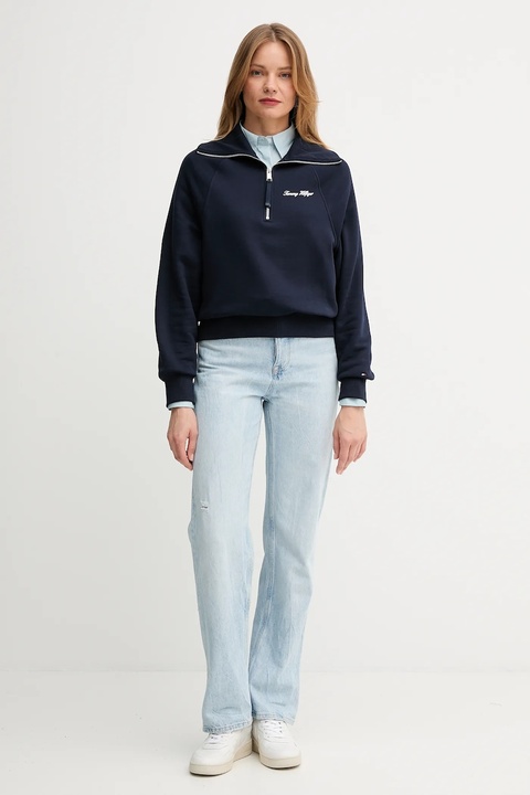 Tommy Hilfiger bluza damska kolor granatowy gładka WW0WW46632 - zdjęcie produktu nr 2