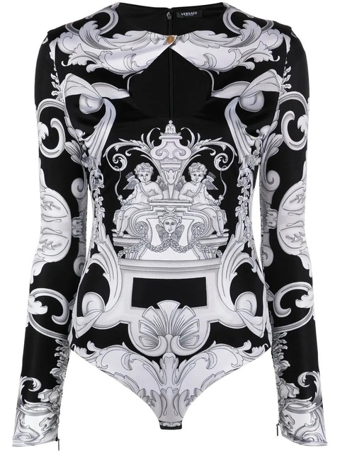 Versace Barocco-print cut-out bodysuit - Black - zdjęcie produktu nr 1