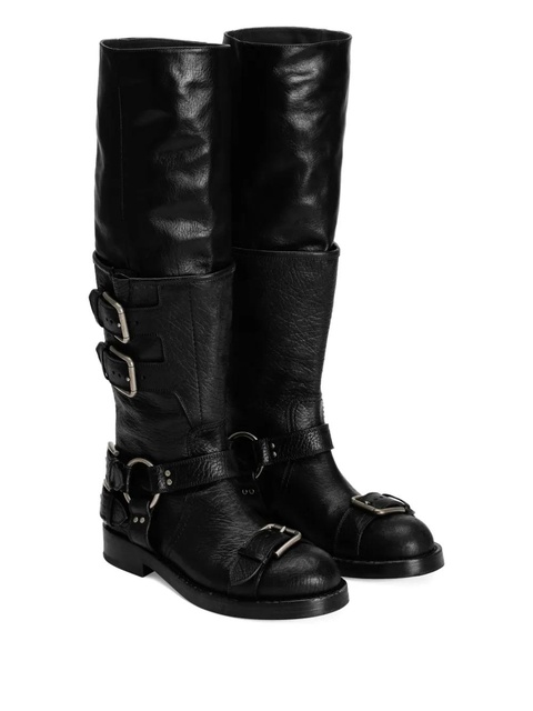 Dolce & Gabbana buckle-detail leather boots - Black - zdjęcie produktu nr 1