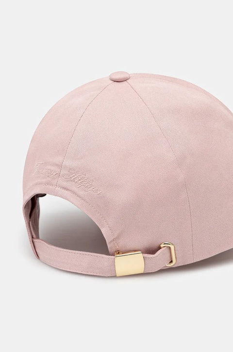 Tommy Hilfiger czapka z daszkiem bawełniana kolor różowy gładka AW0AW17138 - zdjęcie produktu nr 2