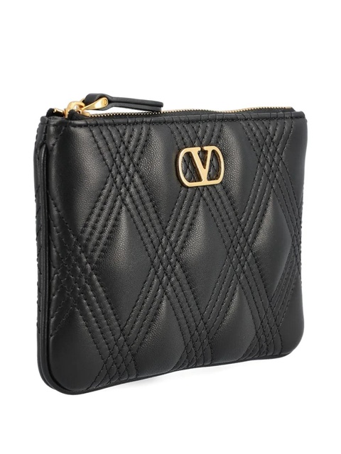 Valentino Garavani V-logo quilted clutch - Black - zdjęcie produktu nr 2