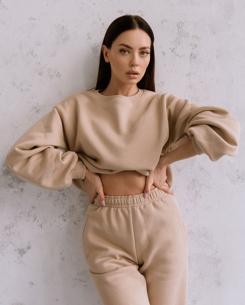 DOLLINA - Beżowa bluza z bawełny - zdjęcie produktu nr 1