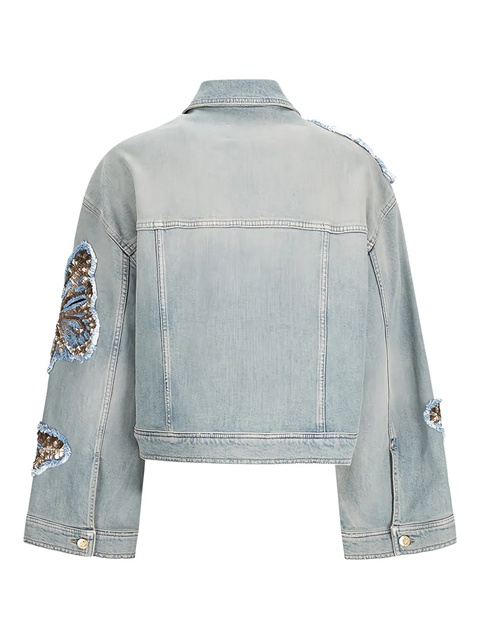 Blumarine butterfly sequin-embellished denim jacket - Blue - zdjęcie produktu nr 2