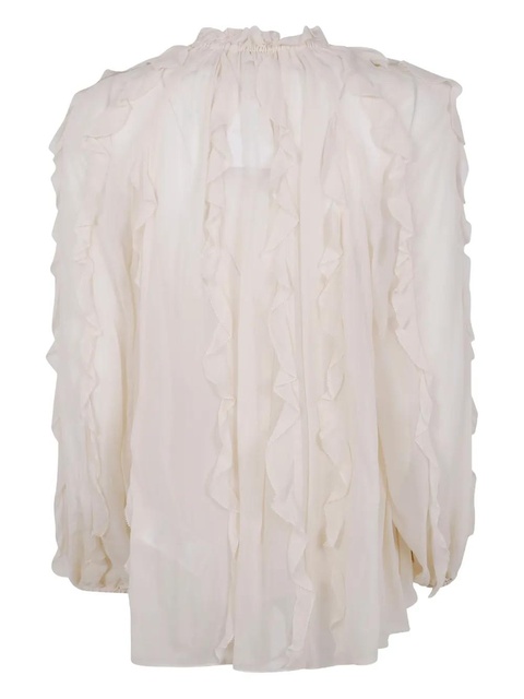 ZIMMERMANN ruffled high-neck blouse - Neutrals - zdjęcie produktu nr 2